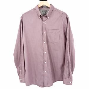 Eddie Bauer Men's Wrinkle-Free Gingham Button-Down Shirt Office Casual Cotton